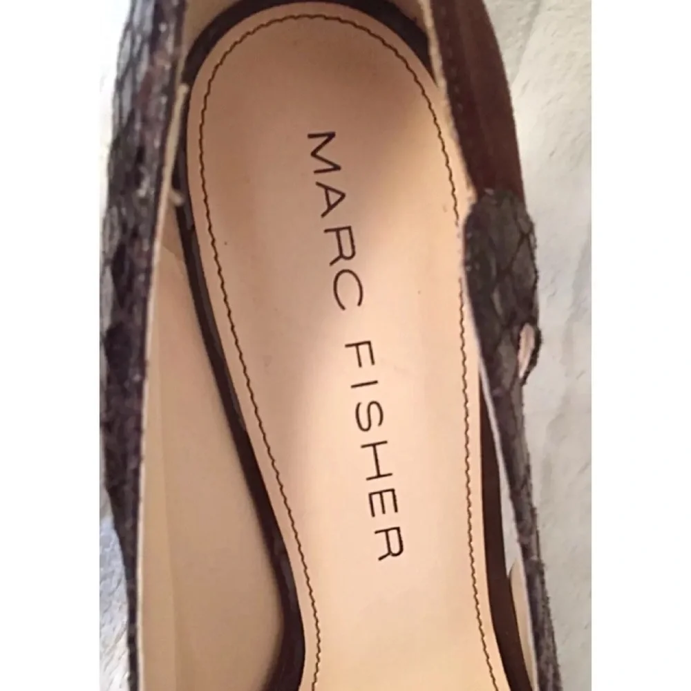 MARC FISHER Brwn Faux Snakeskin Platform Stilettos